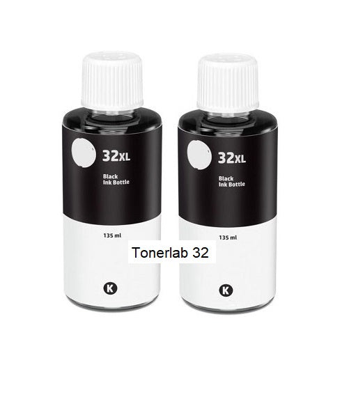 2 Flaconi compatibili con Hp GT-32 XL nere|Hp smart tank 513/455/555/570/655