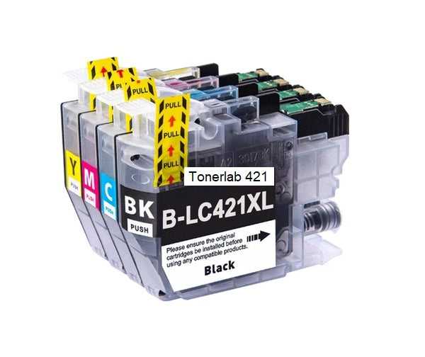 4 cartucce compatibili con Brother LC 421 XL|Brother DCP J 1050/1140/1800 MFC J 1010