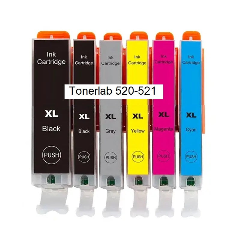 6 cartucce compatibili con Canon 520-521|Canon Pixma iP 4700 MP 640/980 MX 870